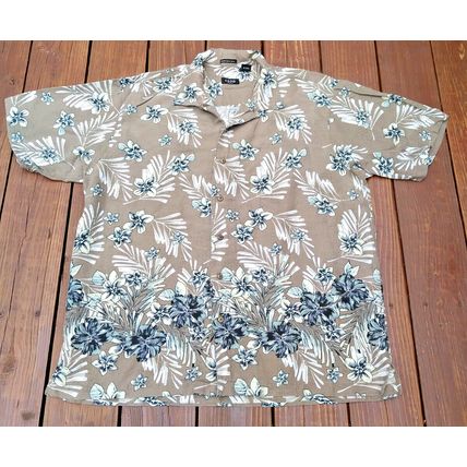 IZOD Golf Washable Silk & Linen Short Sleeve Hawaiian Button Shirt Men's XLarge