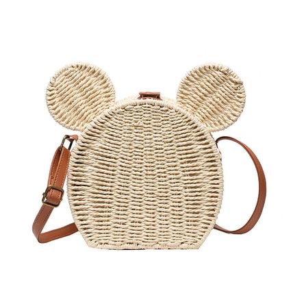 Rattan Straw Shoulder Crossbody Bag Purse Cute Women's Minnie Disney Inspired