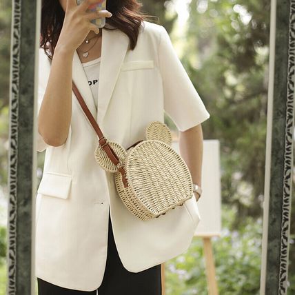 Rattan Straw Shoulder Crossbody Bag Purse Cute Women's Minnie Disney Inspired