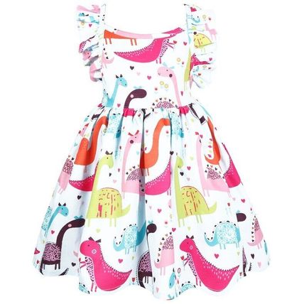 Children's New Backless Strap Cute Dinosaur Dress