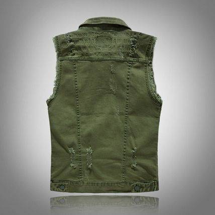 Vests Waistcoats Cowboy Ripped Sleeveless Jacket Men Jeans Vests Slim Denim