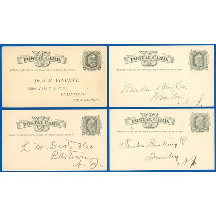 Face Free #UX5 Postal Cards LOT/4, ALL New Jersey, 1 L.W. Deats & Co, SCV $28.00