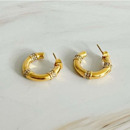 Lovely Bamboo Sparkle Hoop Earrings