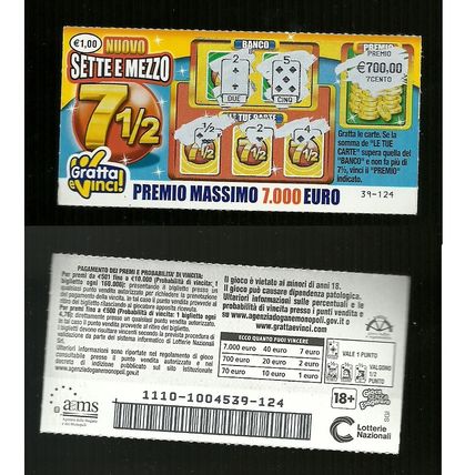 Gratta e Vinci - Sette e Mezzo Nuovo - Lotto 1110