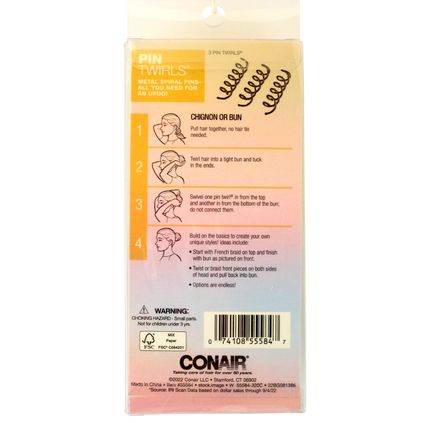 CONAIR METAL PIN TWIRLS - 3 PIECE KIT - (55584)