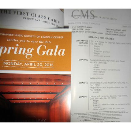 9 Chamber Music Sociery Playbills lot, 2014-15 Lincoln Center, NYC