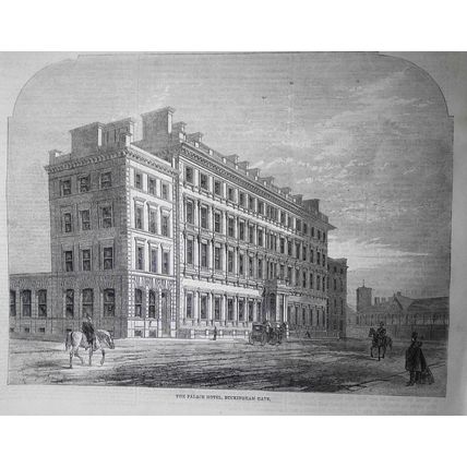 The Palace of Industry at Amsterdam & The Palace Hotel, Buckingham Gate. 1861.