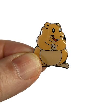 Cute Hamster Pin Badge Cartoon Style Lapel Fun animal 2.0 cm X 2.5 cm BA189