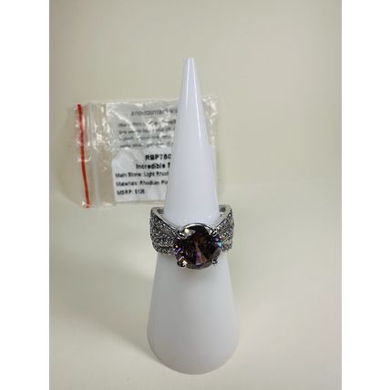 NIB Bomb Party Sz6 BP Ring RBP7802 Incredible Sparkle Lt Rhodolite CZ Rhodium Pl