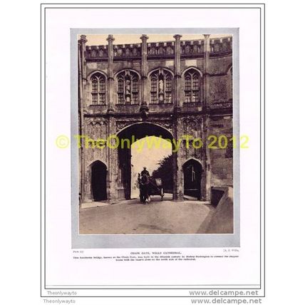 CHAIN GATE, WELLS CATHEDRAL, SOMERSET, ENGLAND, BOOK ILLUSTRATION, c1920