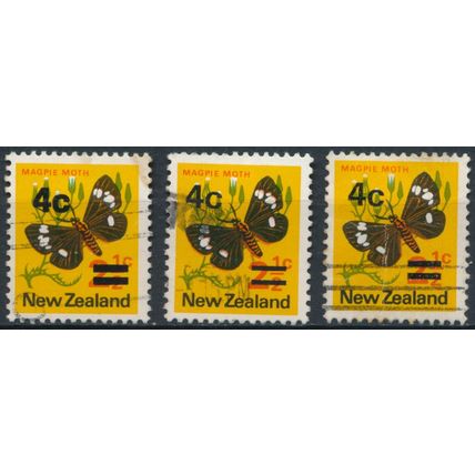 Magpie Moth surch - New Zealand 1971 - Used Hinged