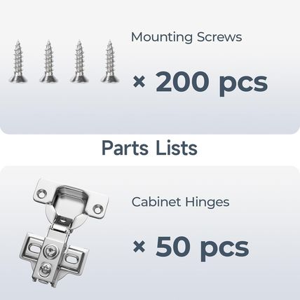 HOSOM 50 Pack 1/2 Inch Overlay Soft Close Cabinet Hinges, Kitchen Cabinet Hinges