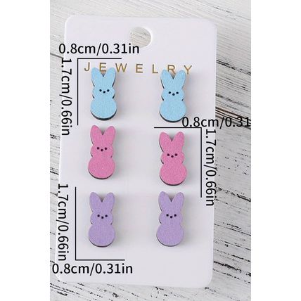 Easter Bunny Doll Wooden Earrings