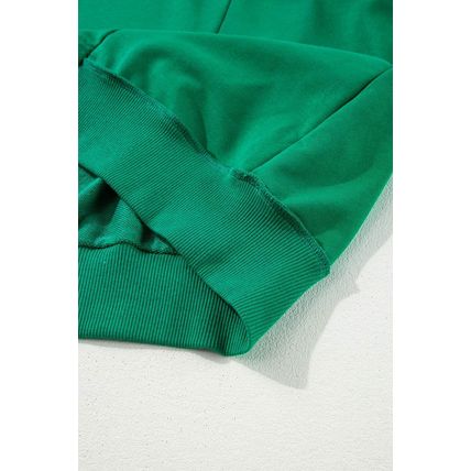 Bright Green Exposed Seam Notched Neck Drop Shoulder Plus Sweatshirt
