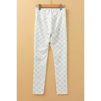 Gray Checkered Pattern High Waist Skinny Leggings