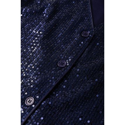 Dirty blue Sequined Deep V Neck Buttoned Tank Top