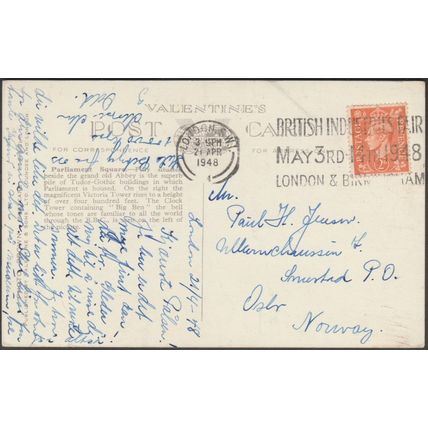 Parliament Square, London, 1948 - Valentine's Postcard