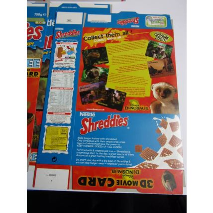 Nestle 2000 Shreddies Cereal Boxes DISNEY Dinosaurs Set of 6 never assembled