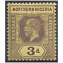 Northern Nigeria 1911 SG32 3d Purple/Yellow Mounted Mint...