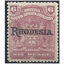 Rhodesia 1909 SG106 6d Reddish Purple Mounted Mint . .