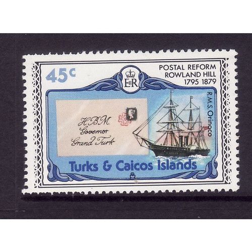 TURKS AND CAICOS IS 1979 45c PADDLE STEAMER & PENNY BLACK SG 547 U/M MINT