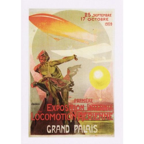 Poster Art Postcard Air Show Grand Palais Paris 1909 Aircraft France Montaut