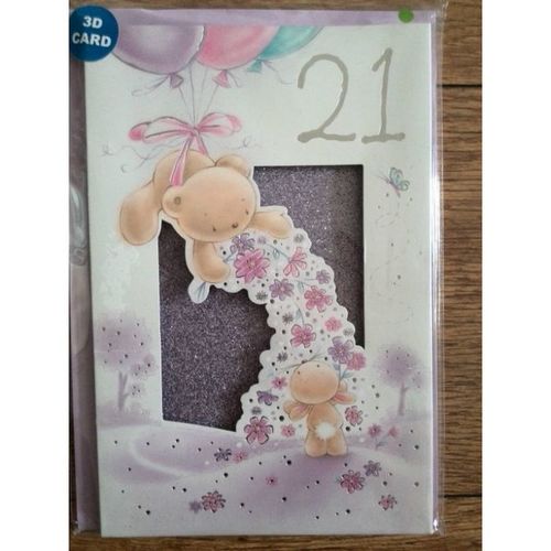 3D Card 21 Birthday Card - Free Postage Fee