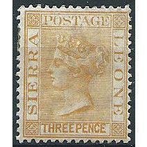 Sierra Leone 1889 SG32 3d Yellow Wmk Crown CA Mounted Mint ... .