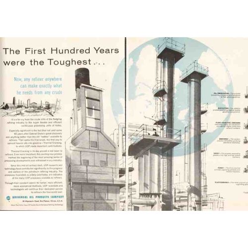 universal oil products co 1959 first hundred years toughest vintage ad