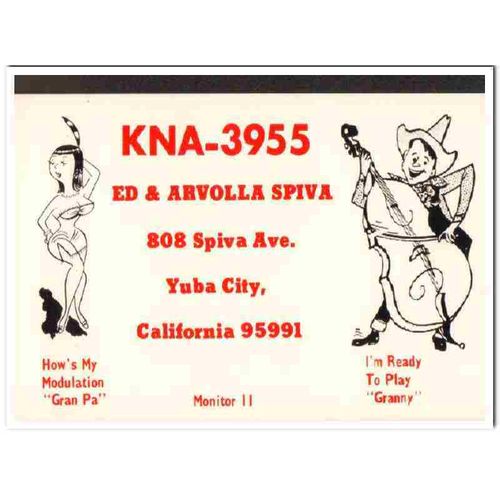kna-3955 ed spiva yuba city calif 1960s cb qsl card vintage postcard