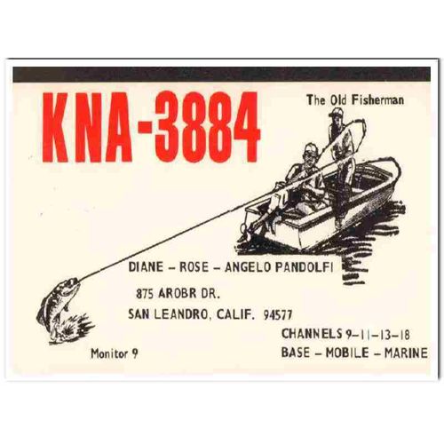 kna-3884 angelo pandolfi san leandro ca 1960s cb qsl vintage postcard