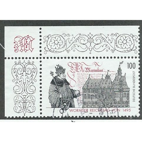 GER 1995 100pf '500TH ANN OF WORMS' (CORNER MARGIN) FINE USED (EBID49-444)