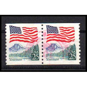 Used 2280 25c U.S. Flag Very Fine Pair PA1045