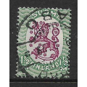 FINLAND 1917 STANDING LION 1 1/2M PURPLE & GREEN SG 207 FINE USED
