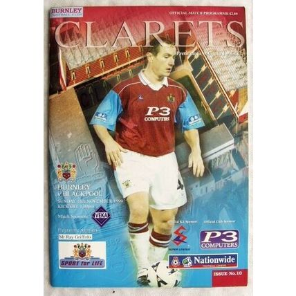 1999 programme Burnley v. Blackpool, poster Mellon