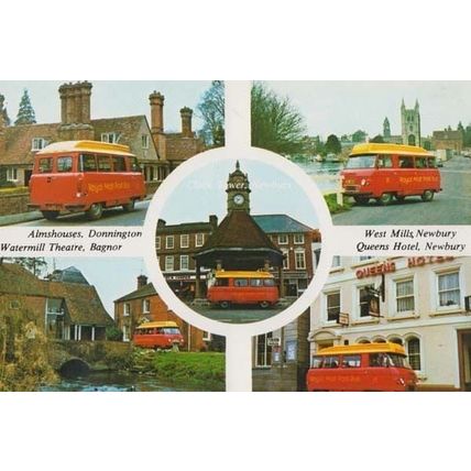 Royal Mail Van at Almshouses Donington + Newbury Queens Hotel Transport Postcard