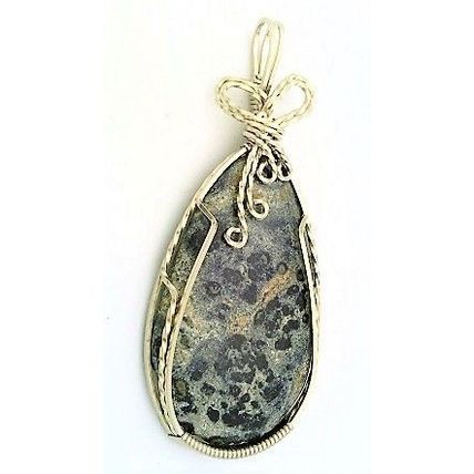 Leopard Skin Jasper Nickel Silver Wire Wrap Gemstone Pendant 29
