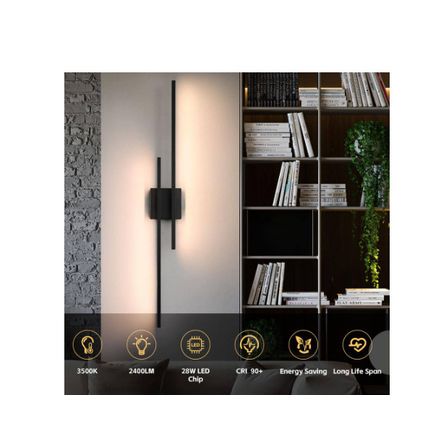 KAISITE 36.2" 1-Light Black LED Vanity Light Bar 28-Watt Bathroom Light Fixture