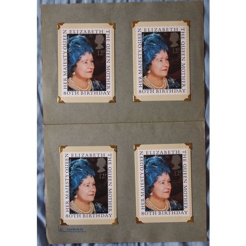 PHQ cards x 4 mint in slot folder Queen Mother Birthday all same 4th August 1980
