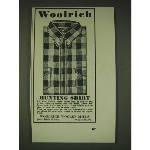 1935 Woolrich Hunting Shirt Ad