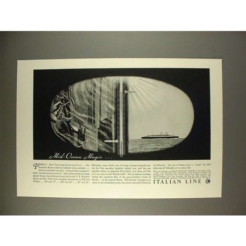 1936 Italian Line Cruise Ship Ad - Mid Ocean Magic