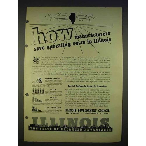 1940 Illinois Development Council Ad - Save Costs