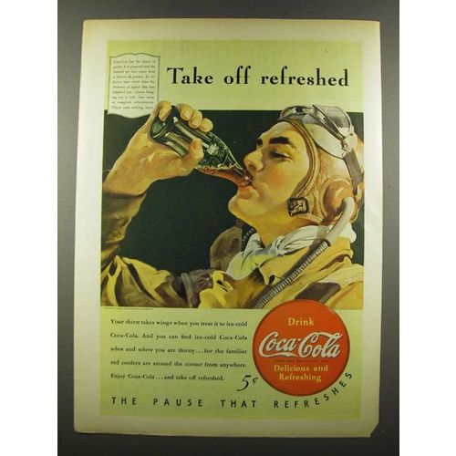 1940 Coca-Cola Soda Ad - Take Off Refreshed