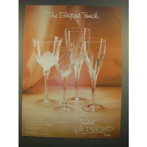 1988 J.G. Durand Crystal Glasses Ad - Florence, Junon, Pistil and Feuille