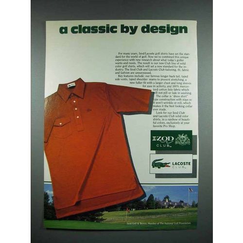 1988 Izod Club, Lacoste Club Golf Shirt Ad - A Classic