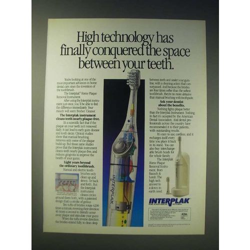 1989 Interplak Home Plaque Removal Instrument Ad - High technology