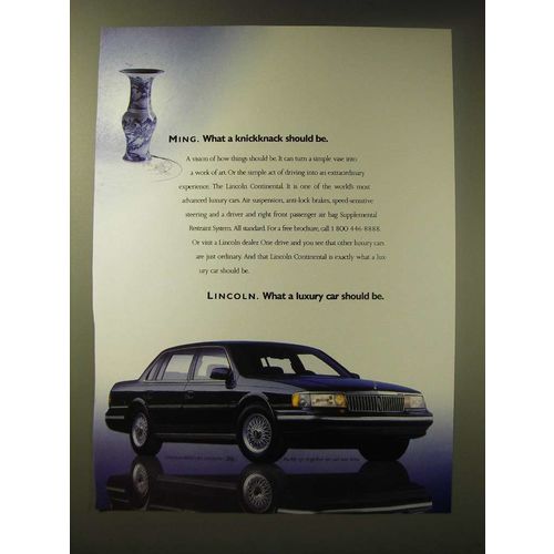 1989 Lincoln Continental Ad - Ming. What a knickknack should be