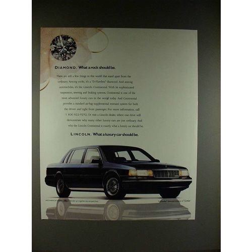 1989 Lincoln Continental Car Ad - Diamond, a Rock