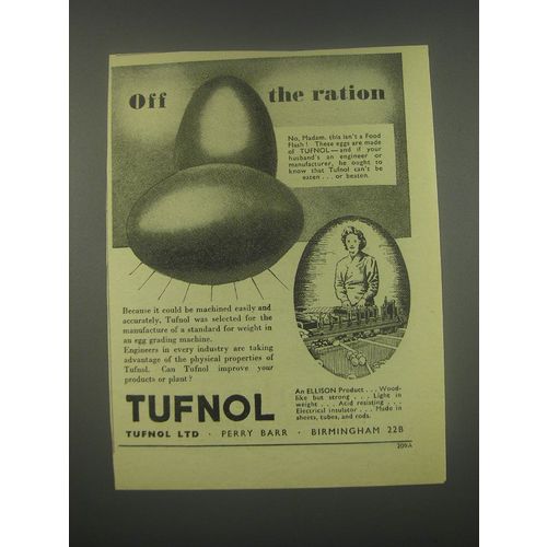 1949 Tufnol Ltd. Ad - Off the ration