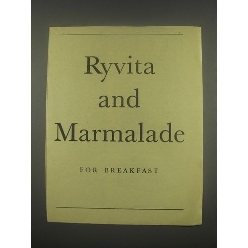 1949 Ryvita Crackers Ad - Ryvita and Marmalade for breakfast